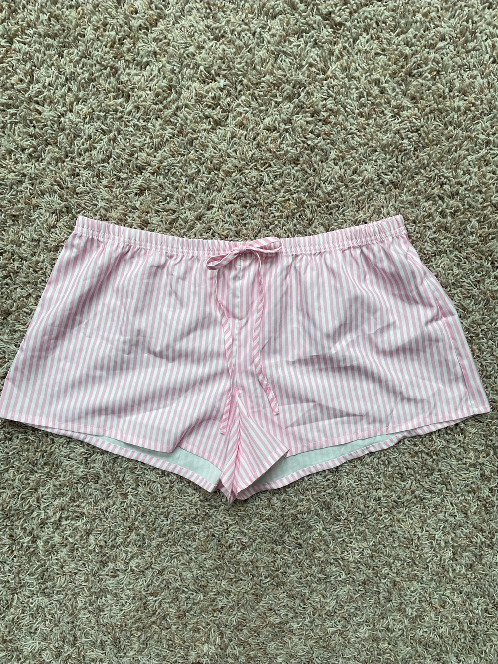 Pink White Bow Cute Princess Preppy Striped Women’s Loungewear Shorts Size L